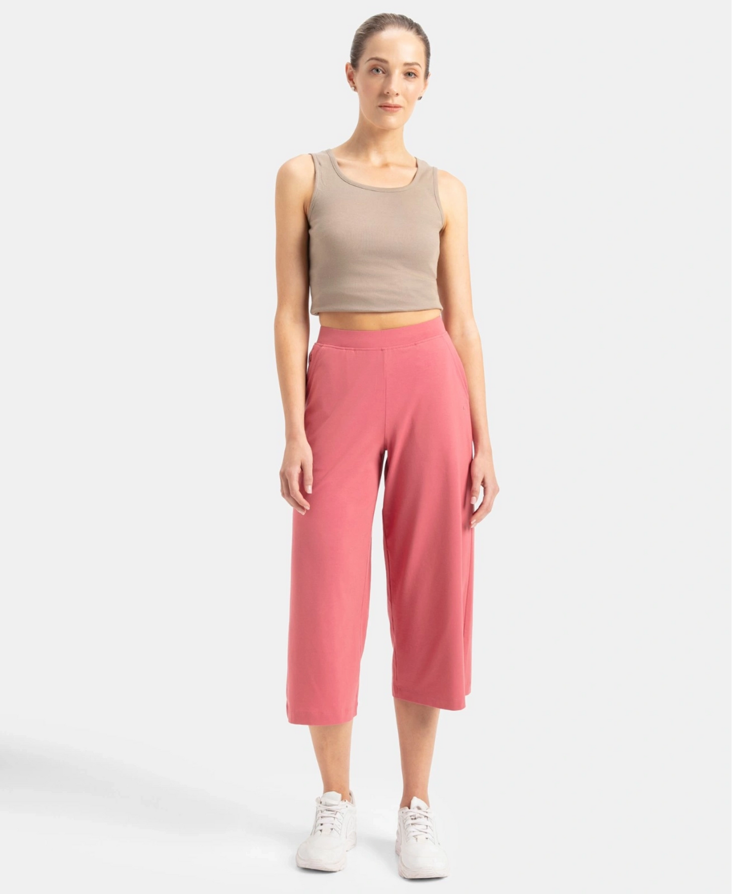 Super Combed Cotton Rich Elastane Stretch Relaxed Fit Culottes - Baroque Rose