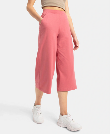 Super Combed Cotton Rich Elastane Stretch Relaxed Fit Culottes - Baroque Rose