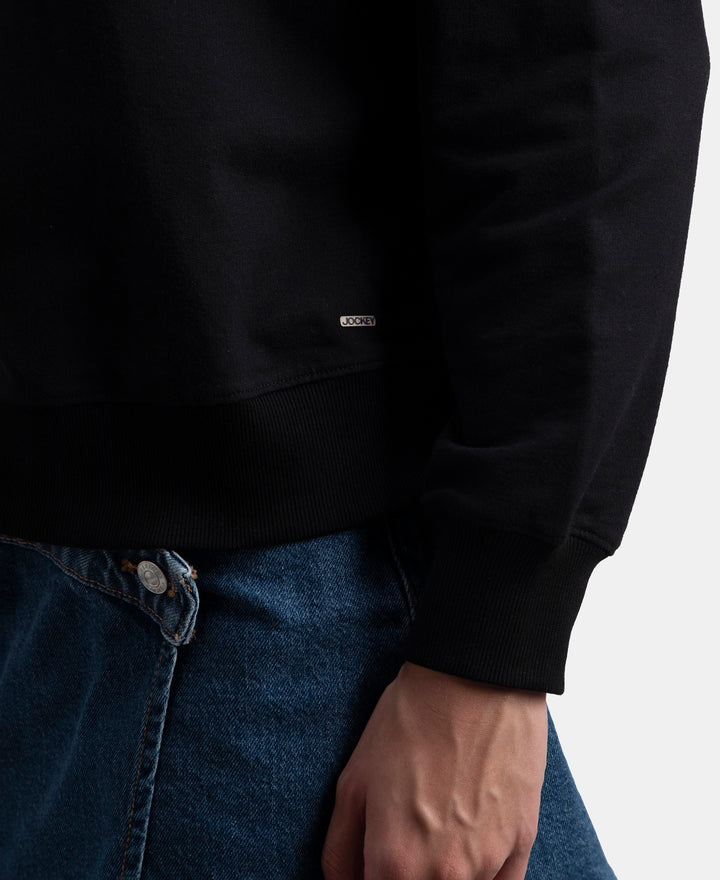 Super Combed Cotton French Terry Fabric Printed Sweatshirt - Black