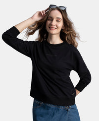 Super Combed Cotton French Terry Fabric Printed Sweatshirt - Black