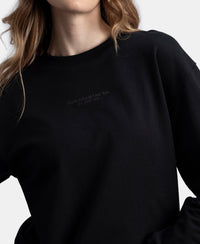 Super Combed Cotton French Terry Fabric Printed Sweatshirt - Black