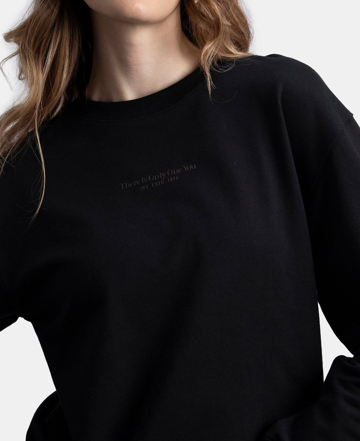 Super Combed Cotton French Terry Fabric Printed Sweatshirt - Black