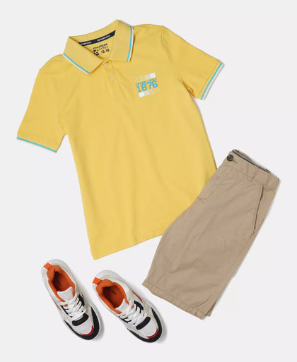 Boy's Super Combed Cotton Rich Graphic Printed Half Sleeve Polo T-Shirt - Beach Ball