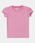 Girl's Super Combed Cotton Elastane Stretch Rib Striped Short Sleeve T-Shirt - Aurora Pink & Pink lady Melange