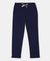 Girls Super Combed Cotton Straight Fit Trackpants with Side Pocket - Navy