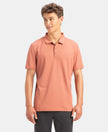 Microfiber Fabric Solid Half Sleeve Polo T-Shirt with StayDry & StayFresh Technology - Copper