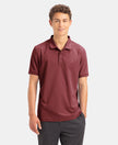 Microfiber Fabric Solid Half Sleeve Polo T-Shirt with StayDry & StayFresh Technology - Dark Maroon