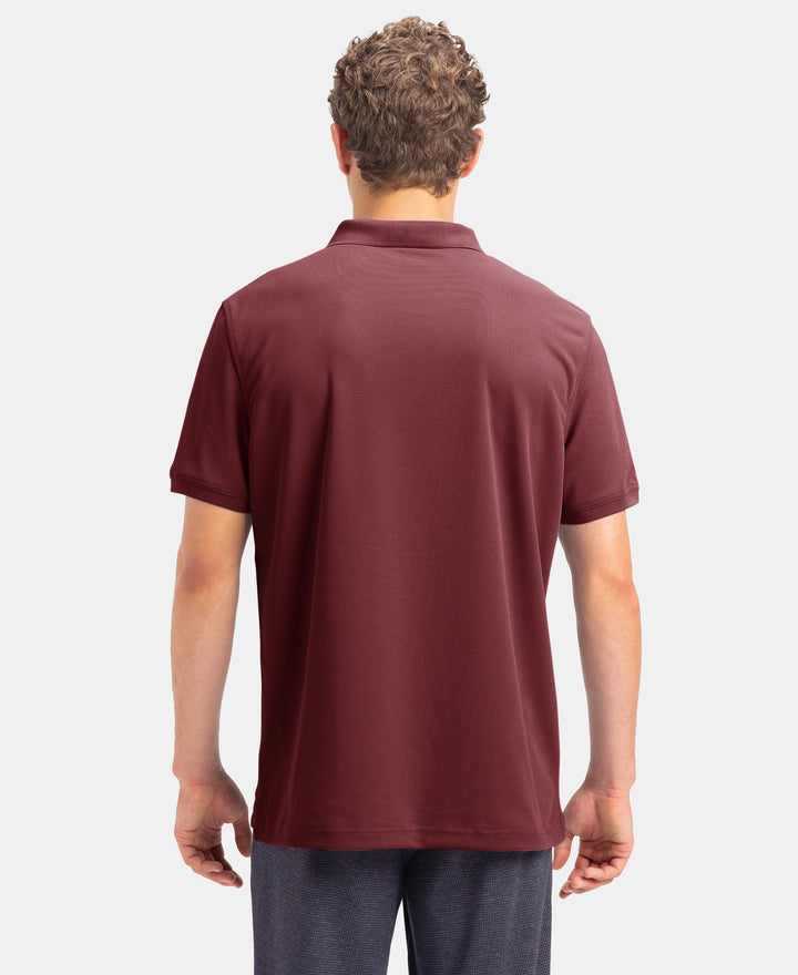 Microfiber Fabric Solid Half Sleeve Polo T-Shirt with StayDry & StayFresh Technology - Dark Maroon