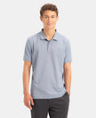 Microfiber Fabric Solid Half Sleeve Polo T-Shirt with StayDry & StayFresh Technology - Grey