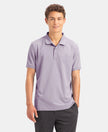 Microfiber Fabric Solid Half Sleeve Polo T-Shirt with StayDry & StayFresh Technology - Lilac Breeze