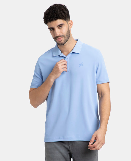 Pack of 2 Microfiber Fabric Solid Half Sleeve Polo T-Shirt with StayDry & StayFresh Technology - White & Lt Blue