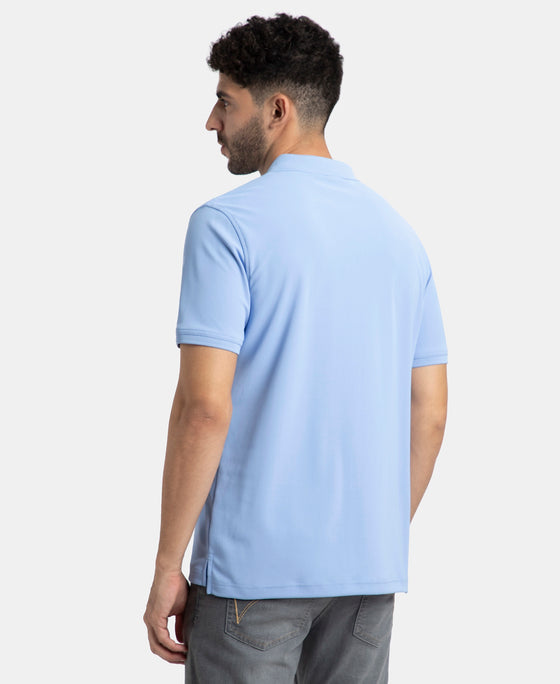 Pack of 2 Microfiber Fabric Solid Half Sleeve Polo T-Shirt with StayDry & StayFresh Technology - White & Lt Blue