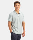 Microfiber Fabric Solid Half Sleeve Polo T-Shirt with StayDry & StayFresh Technology - Light Grey