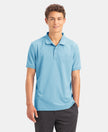 Microfiber Fabric Solid Half Sleeve Polo T-Shirt with StayDry & StayFresh Technology - Sea Breeze