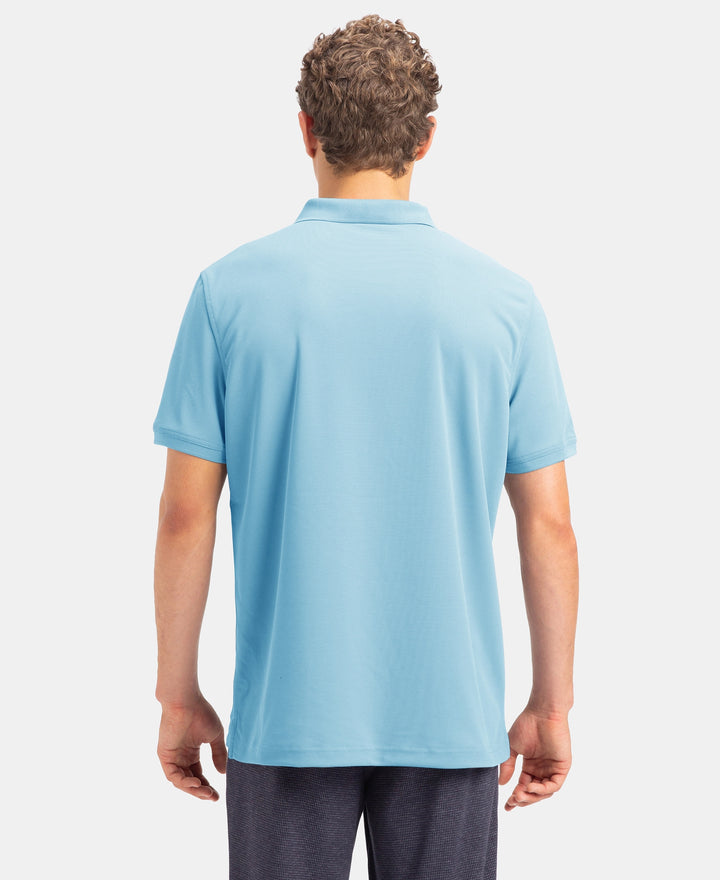 Microfiber Fabric Solid Half Sleeve Polo T-Shirt with StayDry & StayFresh Technology - Sea Breeze