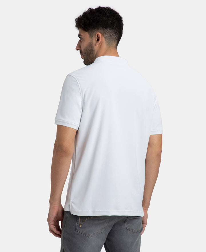 Pack of 2 Microfiber Fabric Solid Half Sleeve Polo T-Shirt with StayDry & StayFresh Technology - Black & White