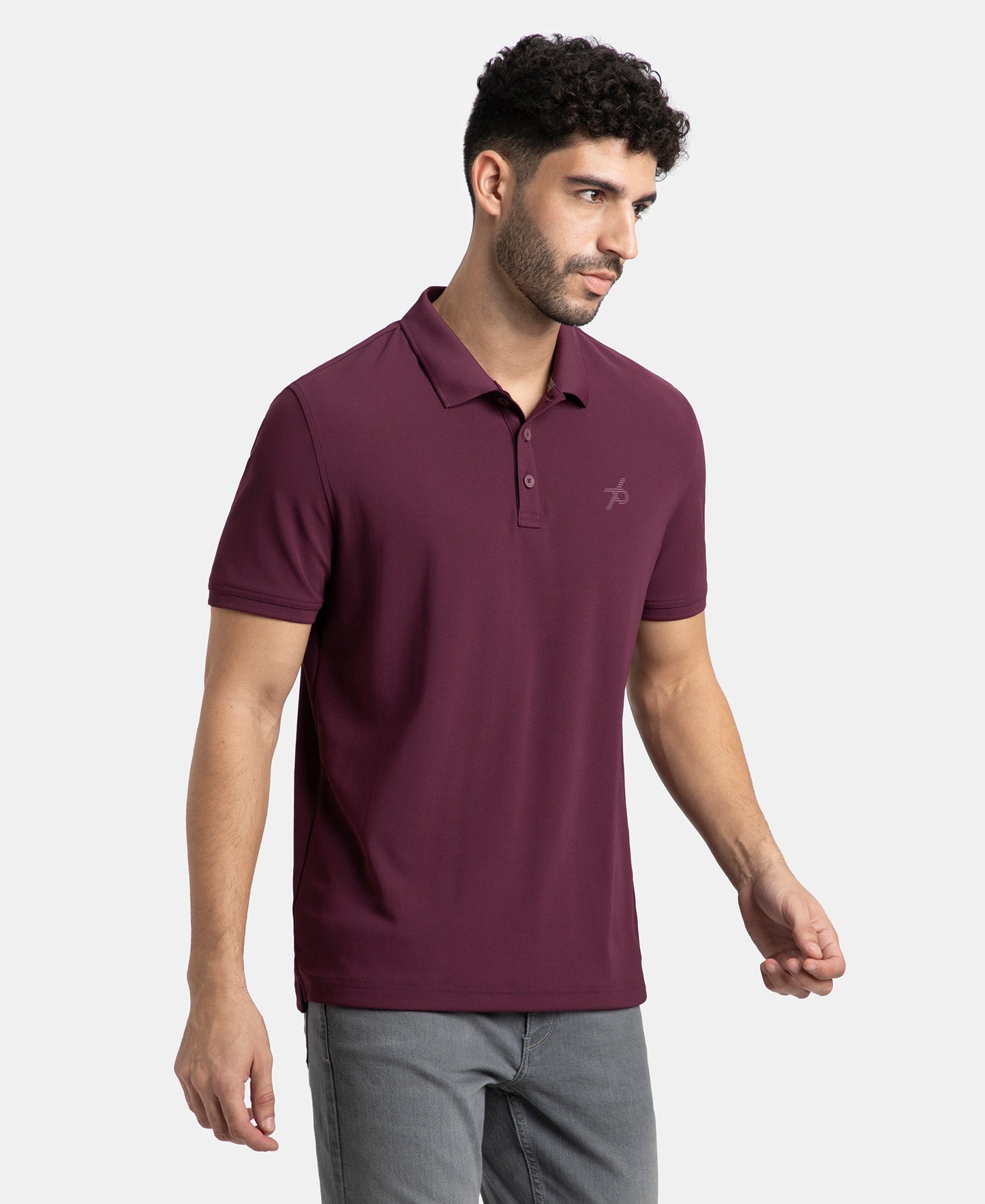 Microfiber Fabric Solid Half Sleeve Polo T-Shirt with StayDry & StayFresh Technology - Wine