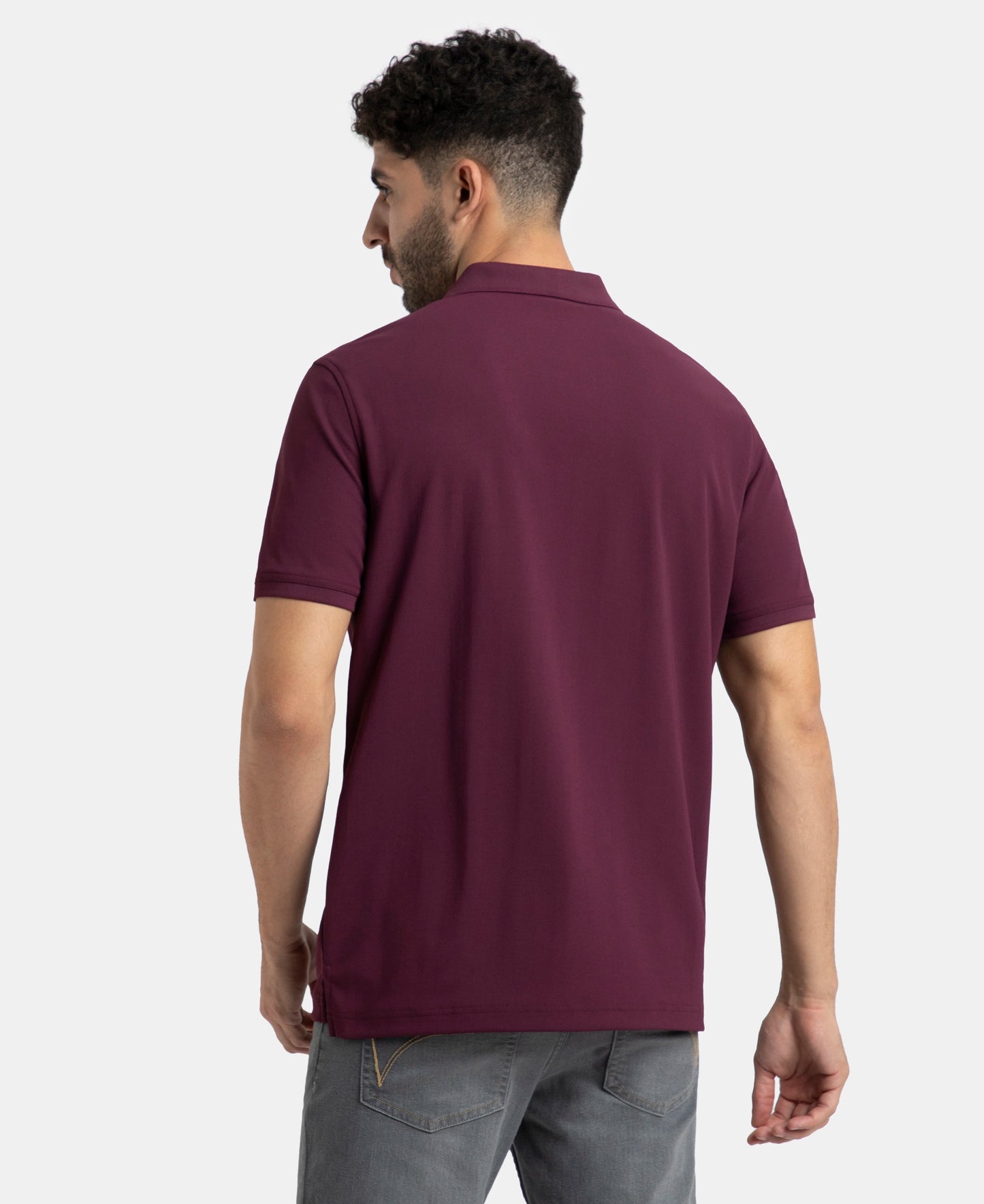 Microfiber Fabric Solid Half Sleeve Polo T-Shirt with StayDry & StayFresh Technology - Wine