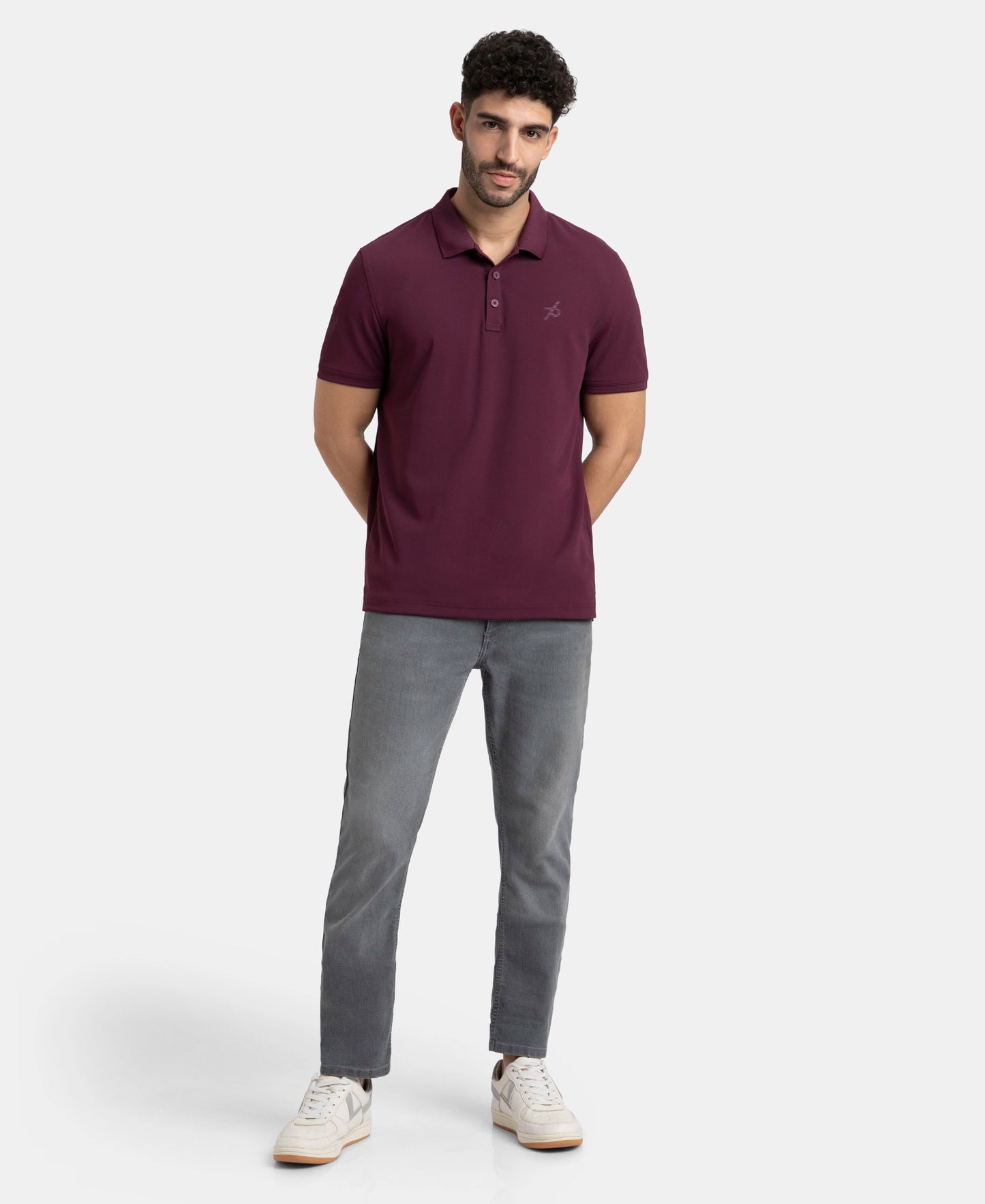 Microfiber Fabric Solid Half Sleeve Polo T-Shirt with StayDry & StayFresh Technology - Wine