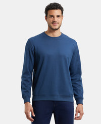 Super Combed Cotton Rich Pique Sweatshirt with Ribbed Cuffs - Insignia Blue