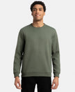 Super Combed Cotton Rich Pique Sweatshirt with Ribbed Cuffs - Thyme