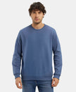 Super Combed Cotton Rich Pique Sweatshirt with Ribbed Cuffs - Vintage Indigo-1
