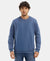 Super Combed Cotton Rich Pique Sweatshirt with Ribbed Cuffs - Vintage Indigo-1