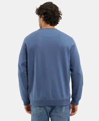 Super Combed Cotton Rich Pique Sweatshirt with Ribbed Cuffs - Vintage Indigo-3