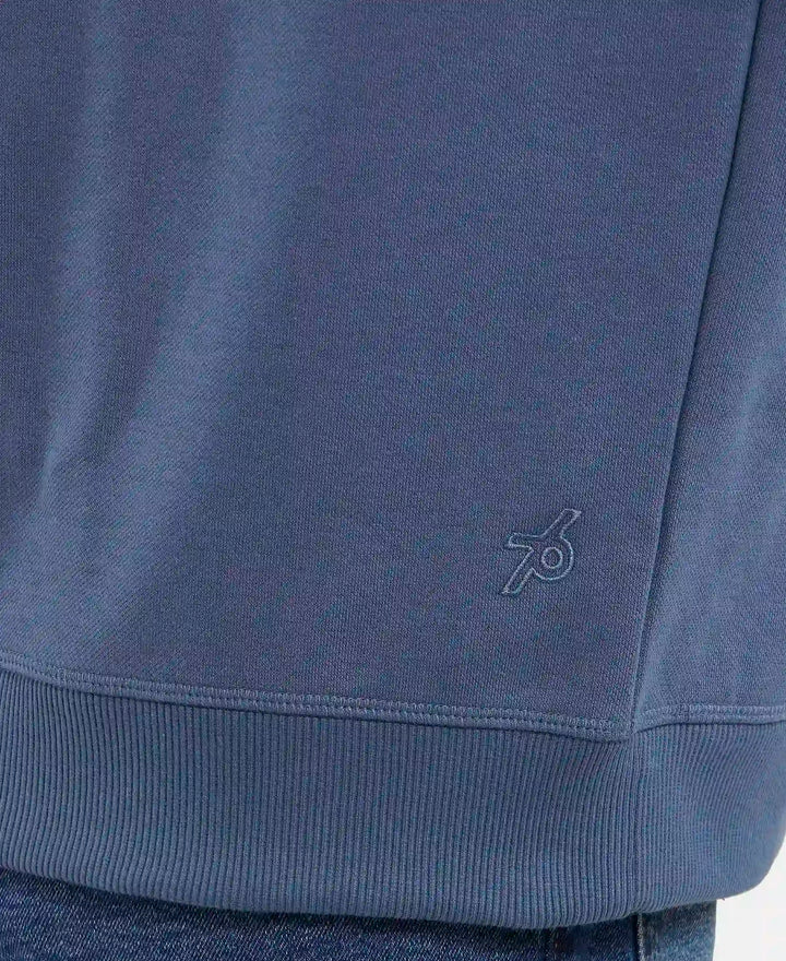Super Combed Cotton Rich Pique Sweatshirt with Ribbed Cuffs - Vintage Indigo-7