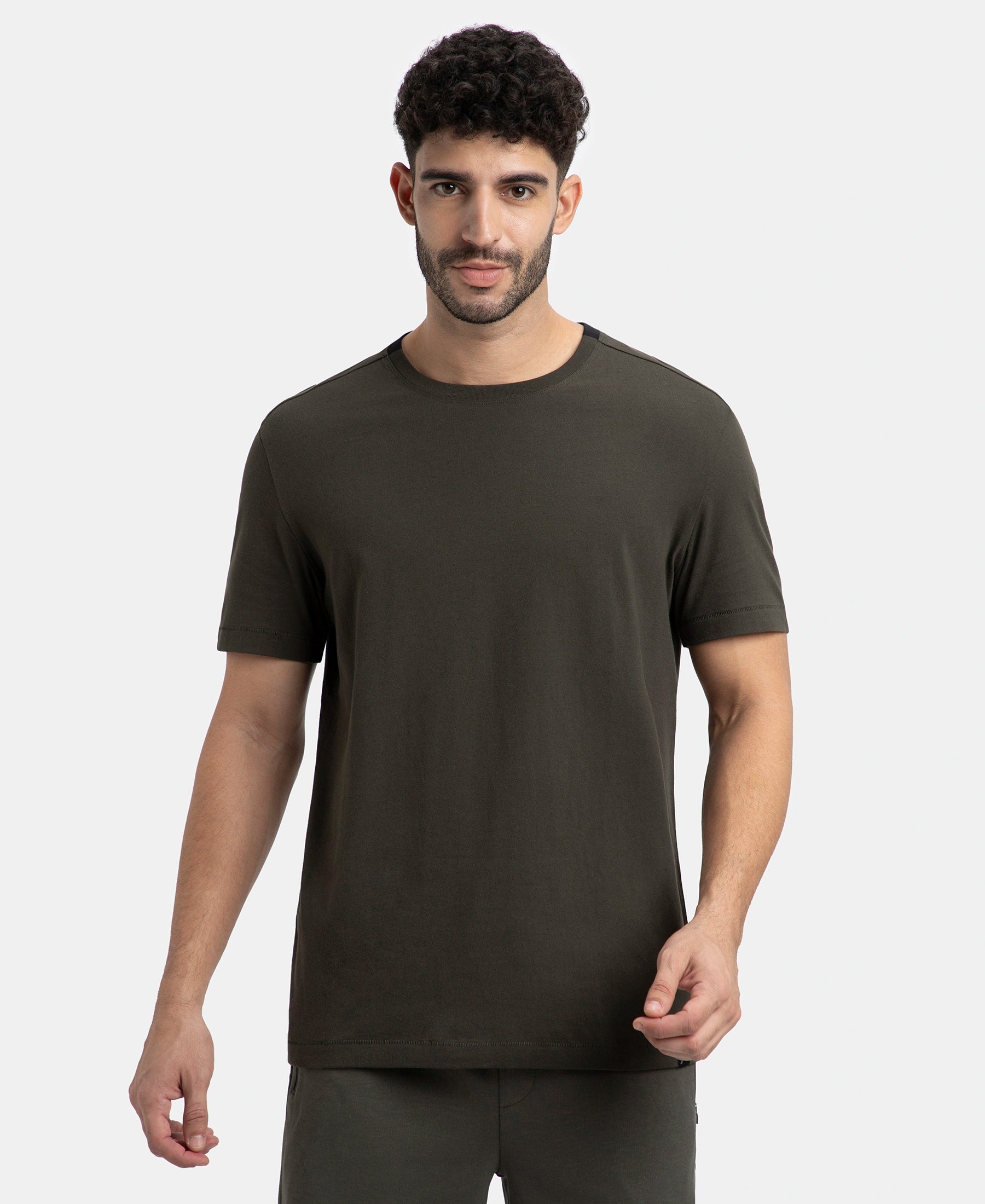 Buy Super Combed Cotton Round Neck Half Sleeve T-Shirt - Olive AM69 | Jockey India
