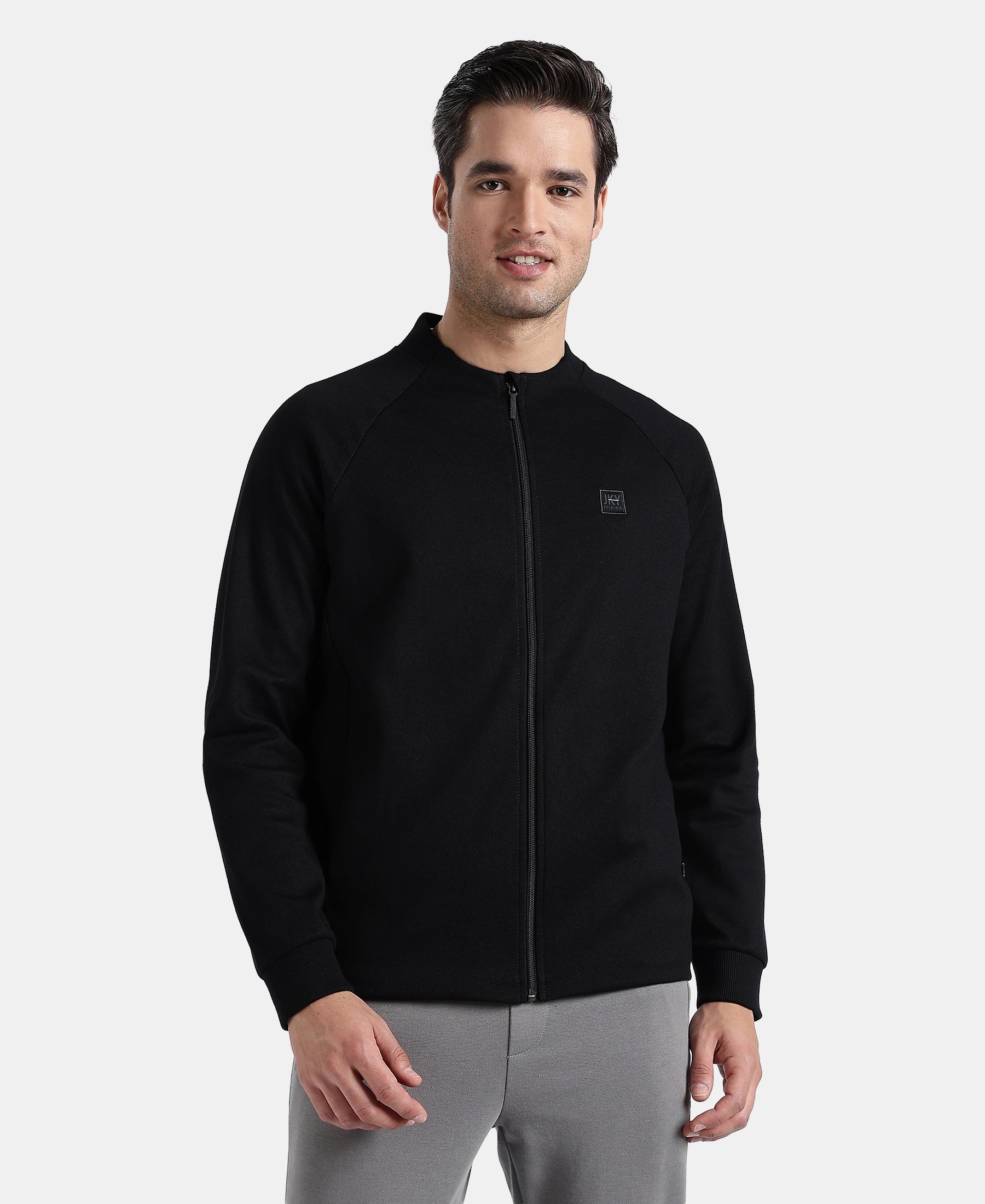 Buy Super Combed Cotton Rich Pique Fabric Jacket with Ribbed Cuffs