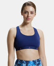 Wirefree Padded Tactel Nylon Elastane Stretch Full Coverage Racerback Styling Sports Bra with StayFresh and StayDry Treatment - Midnight Sail