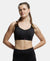 Wirefree Padded Tactel Nylon Elastane Stretch Full Coverage Sports Bra with Optional Cross Back Styling - Black