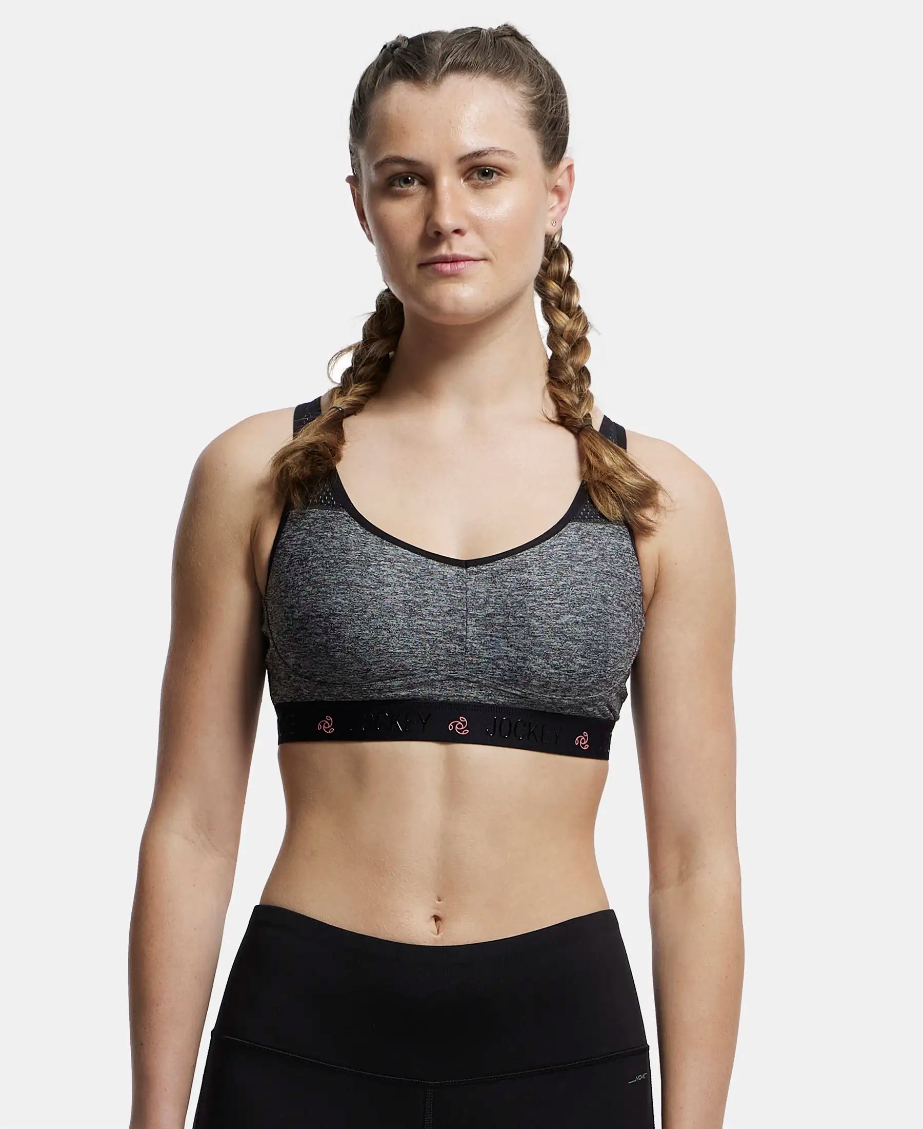 Jockey Girl's Cross Back Crop Top with Durable Under band Sports Bra