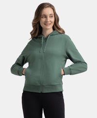 Super Combed Cotton French Terry Fabric Hoodie Jacket with Side Pockets - Balsam Green