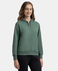 Super Combed Cotton French Terry Fabric Hoodie Jacket with Side Pockets - Balsam Green