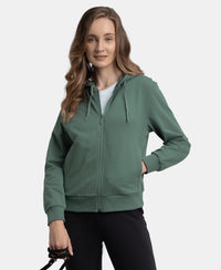 Super Combed Cotton French Terry Fabric Hoodie Jacket with Side Pockets - Balsam Green