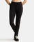 Super Combed Cotton Elastane Stretch French Terry Straight Fit Trackpants with Side Pockets - Black