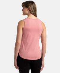 Super Combed Cotton Rich Solid Curved Hem Styled Tank Top - Brandied Apricot