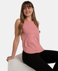 Super Combed Cotton Rich Solid Curved Hem Styled Tank Top - Brandied Apricot