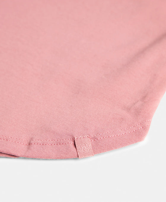 Super Combed Cotton Rich Solid Curved Hem Styled Tank Top - Brandied Apricot