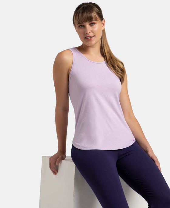 Super Combed Cotton Rich Solid Curved Hem Styled Tank Top - Orchid Bloom