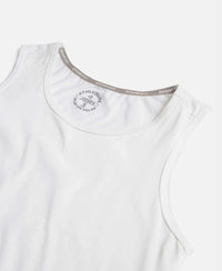 Super Combed Cotton Rich Solid Curved Hem Styled Tank Top - White