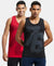 Pack of 2 Super Combed Cotton Rich Tank Top - Black & Shanghai Red Print
