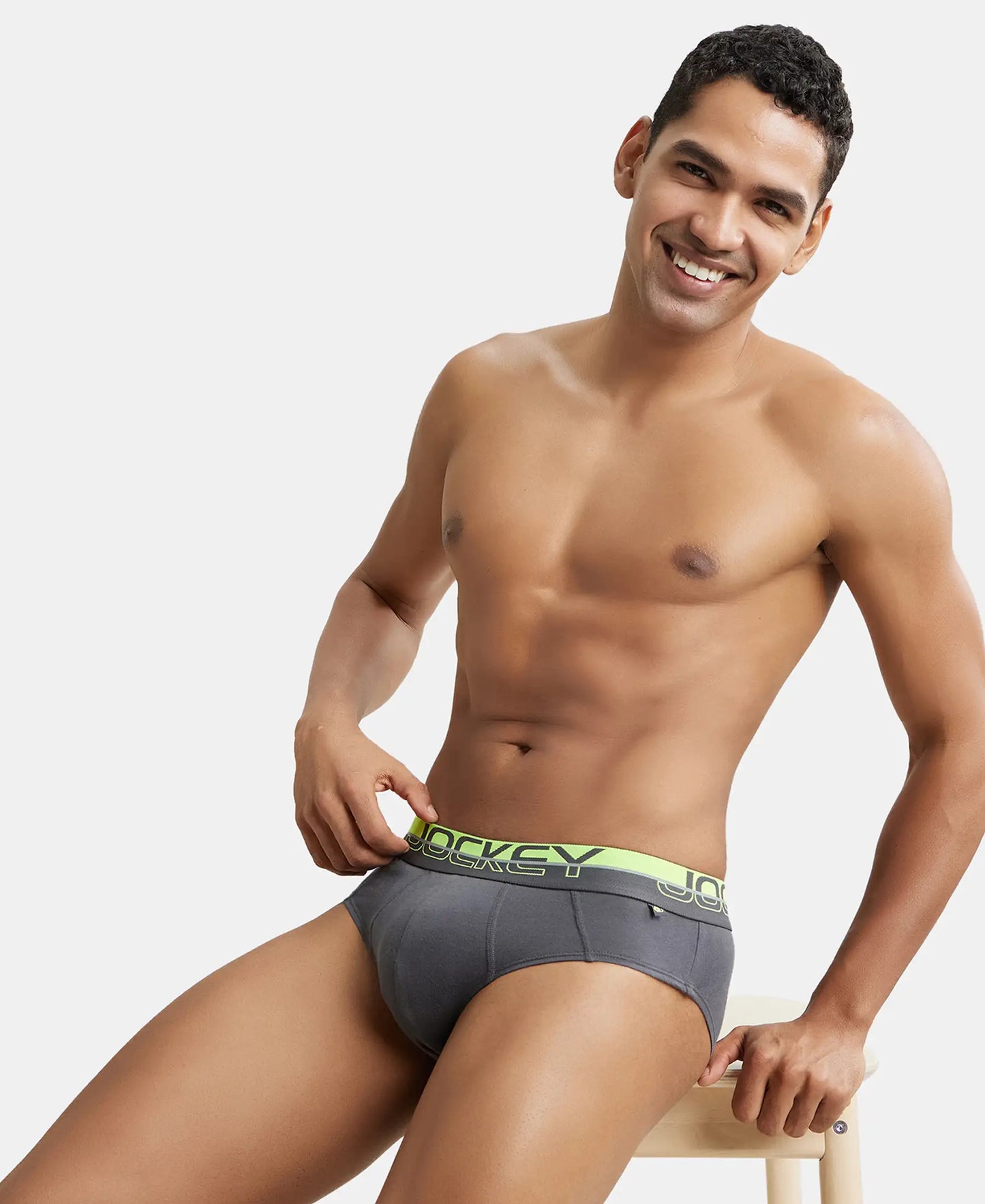 Super Combed Cotton Solid Brief with Ultrasoft Waistband - Asphalt (Pack of 2)