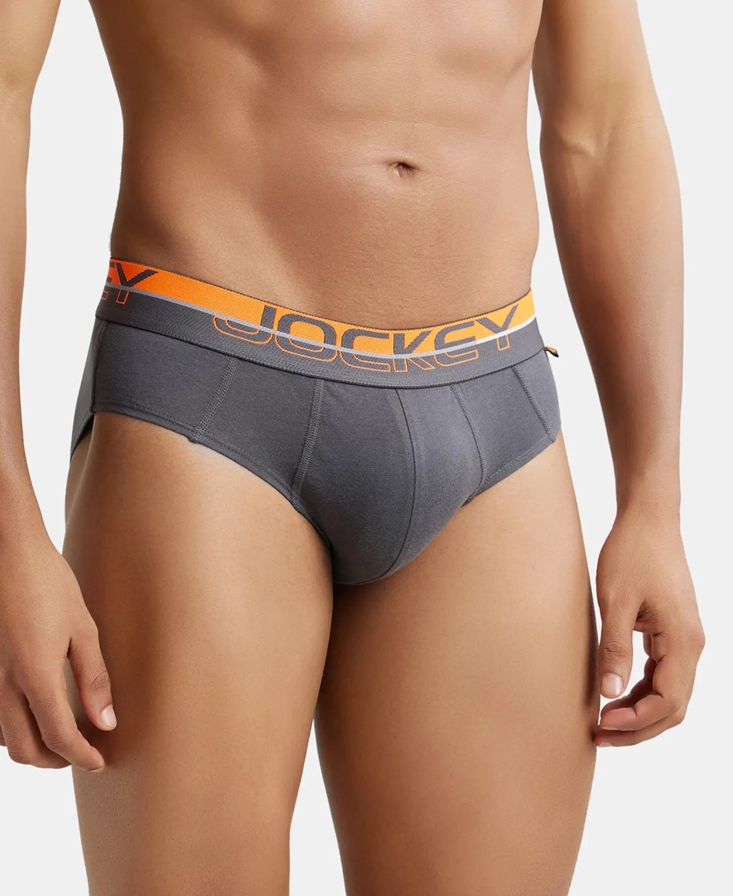 Super Combed Cotton Solid Brief with Ultrasoft Waistband - Asphalt (Pack of 2)