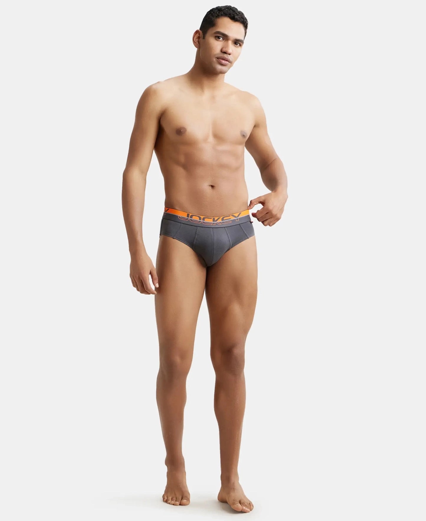 Super Combed Cotton Solid Brief with Ultrasoft Waistband - Asphalt (Pack of 2)