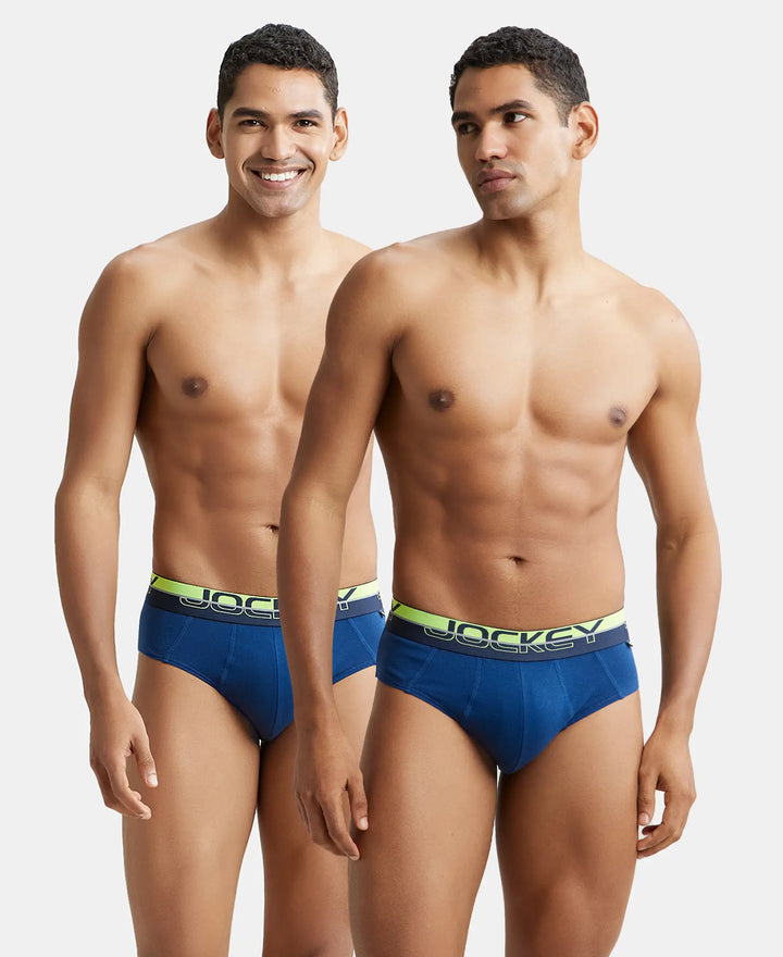 Super Combed Cotton Solid Brief with Ultrasoft Waistband - Estate Blue (Pack of 2)