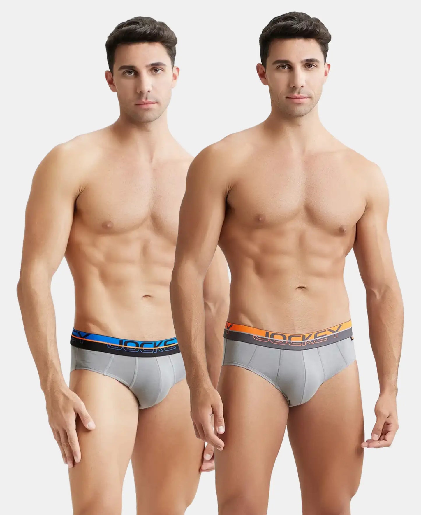 Super Combed Cotton Solid Brief with Ultrasoft Waistband - Monument (Pack of 2)