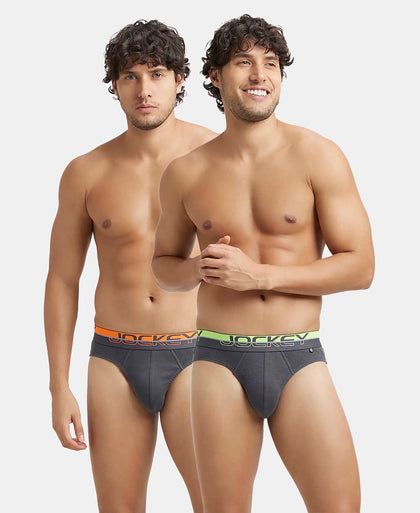 Super Combed Cotton Rib Solid Brief with Ultrasoft Waistband  - Asphalt (Pack of 2)-4